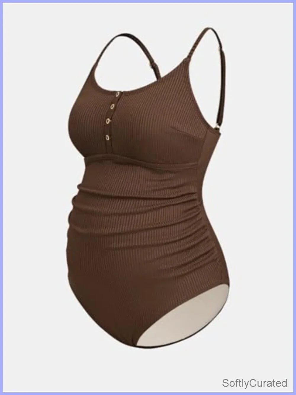 Maternity One Piece Swimsuit Adjustable Spaghetti Straps Scoop Neck Back Cutout
